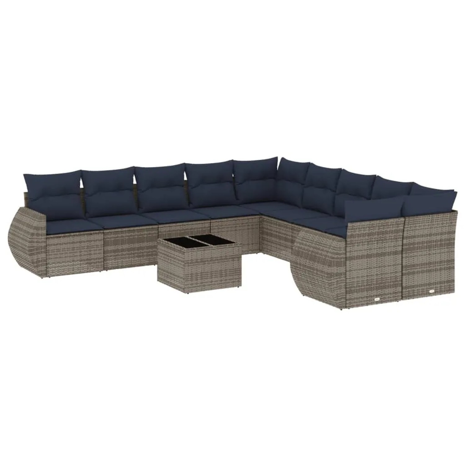 vidaXL 11-Tlg Gartensofa-Set mit Kissen Grau Polyrattan 3221920