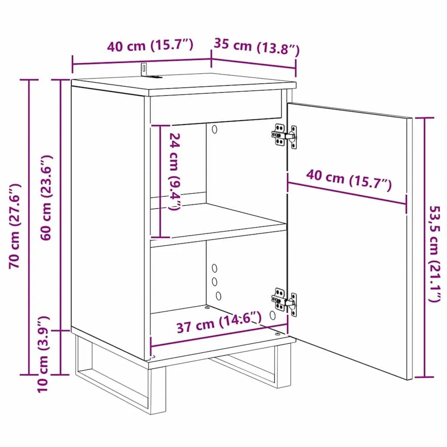 vidaXL Sideboard Artisan-Eiche 40 x 35 x 70 cm Holzwerkstoff 881688_13