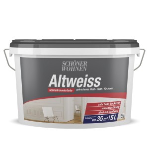 Eimer Schöner Wohnen Altweiss, 5 Liter, matte Wandfarbe für Innen, hohe Deckkraft.