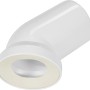 Weißer WC-Anschlussbogen 45 Grad aus Kunststoff für die Verbindung von WC und Abwasserrohr.