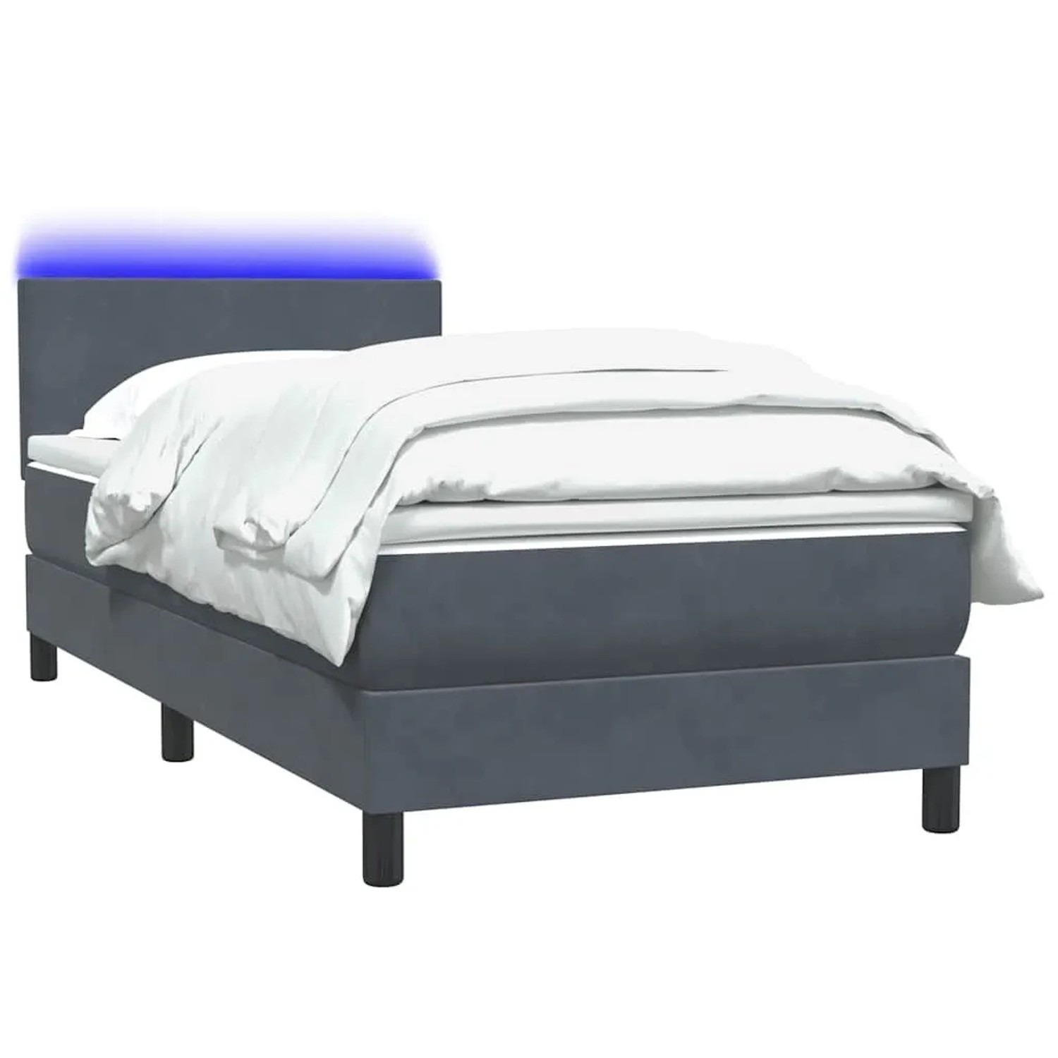 vidaXL Boxspringbett mit Matratze & LED Dunkelgrau 90x220 cm Samt 3316720 günstig online kaufen