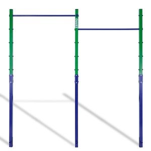 CCLIFE Turnreck Outdoor, doppelte Reckstange, grün und blau, höhenverstellbar bis 150kg.