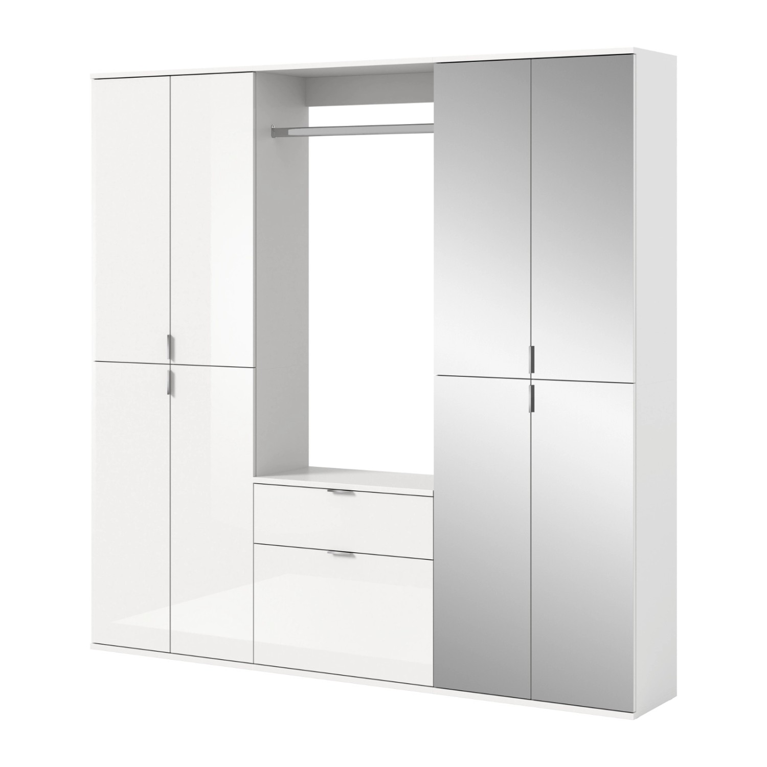 Inn.Furn Garderoben-Set 4-teilig Weiß Hochglanz 183 cm mit Spiegel SystemX günstig online kaufen