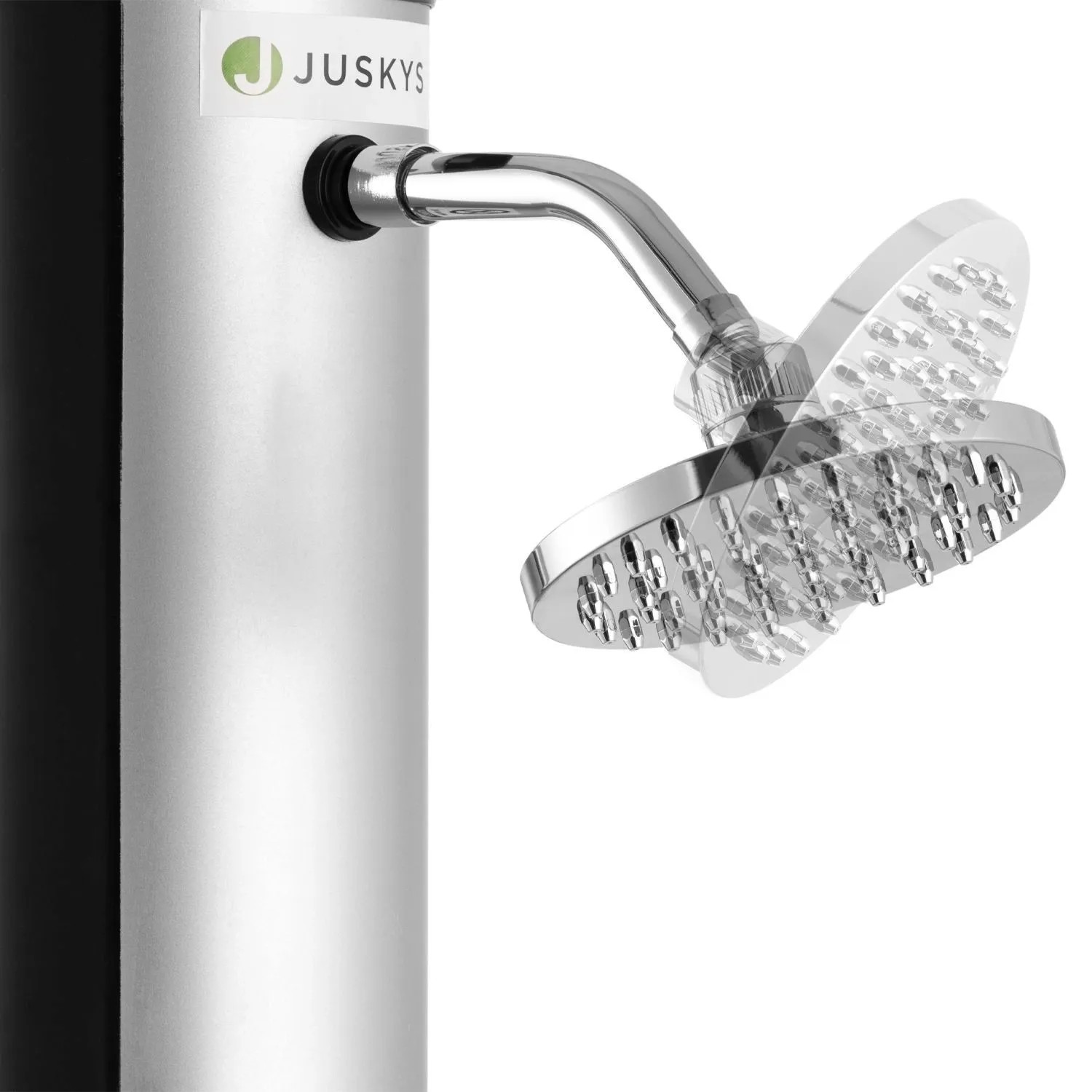 Juskys Solardusche Victoria 40 Liter mit verstellbarem Regenduschkopf.