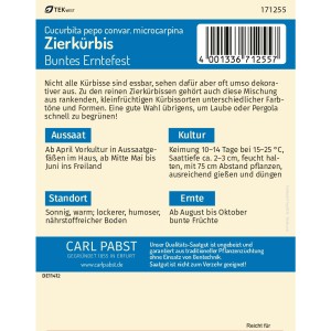 Pabst Zierkürbis 'Buntes Erntefest' Saatgut: Rankende Kürbismischung für farbenfrohe Herbstdeko.