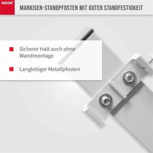Noor Standpfosten für Seitenmarkise Exklusiv, 140 cm, aus Metall für sicheren Halt ohne Wandmontage.