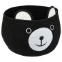 HMF 39021-30CM-02 Aufbewahrungskorb Versteckten Griffen Korb Kinderzimmer Baumwolle Bär 30 x 24 cm Schwarz
