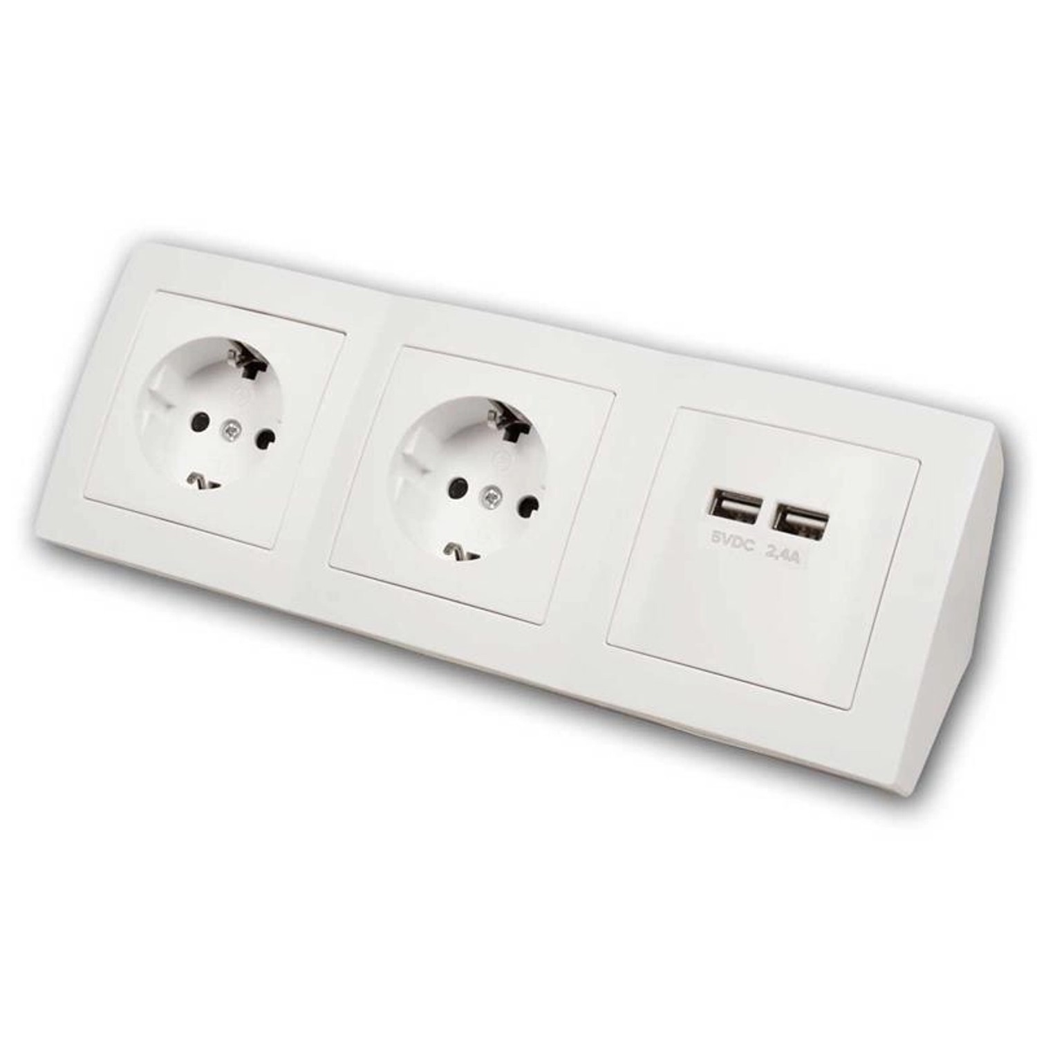Thumbnail - McPower Steckdosenblock Flair 2-Fach 230V 2xUSB Weiß