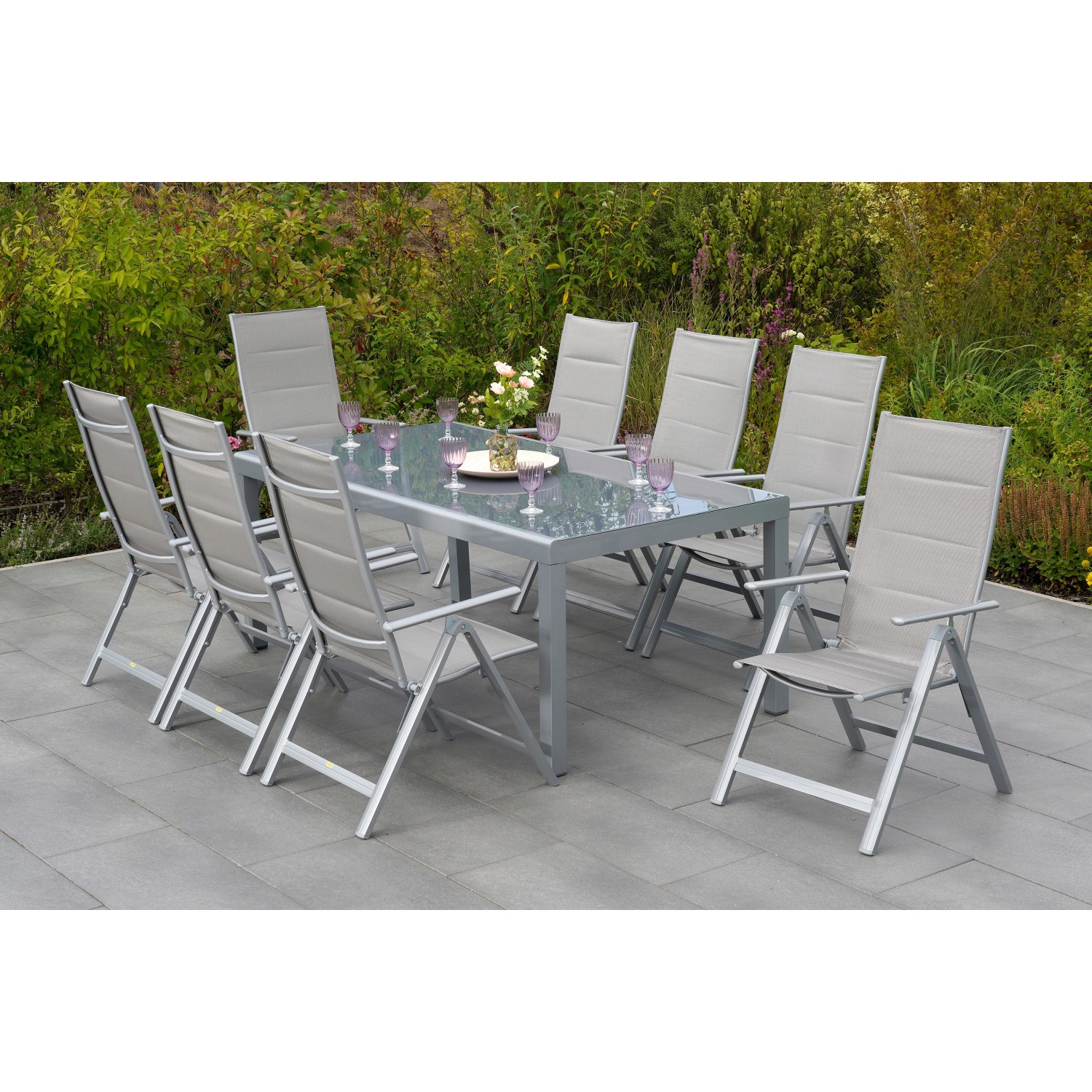 Merxx Taviano Set 9-tlg. 8 Klappsessel Gartentisch 190 x 100 cm Diamantbrau günstig online kaufen