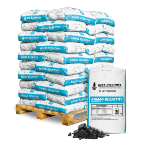 Palette mit 50 Säcken Anmag Steinkohle (5-25mm, 20kg). Brennstoff für Öfen und Heizungen.