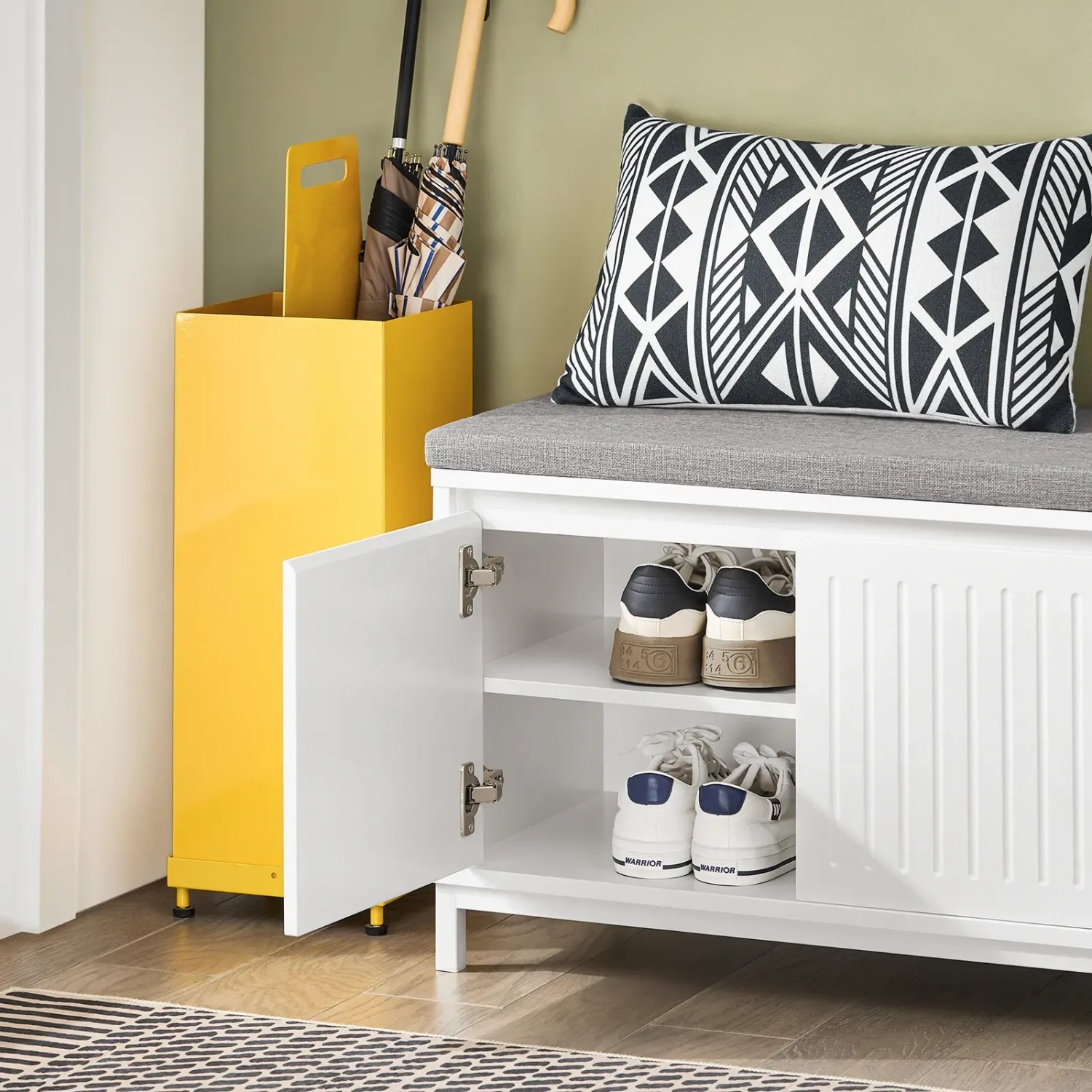 SoBuy Kinder Schuhbank mit Sitzfläche Garderobenbank mit Stauraum Weiß FSR172-W_6