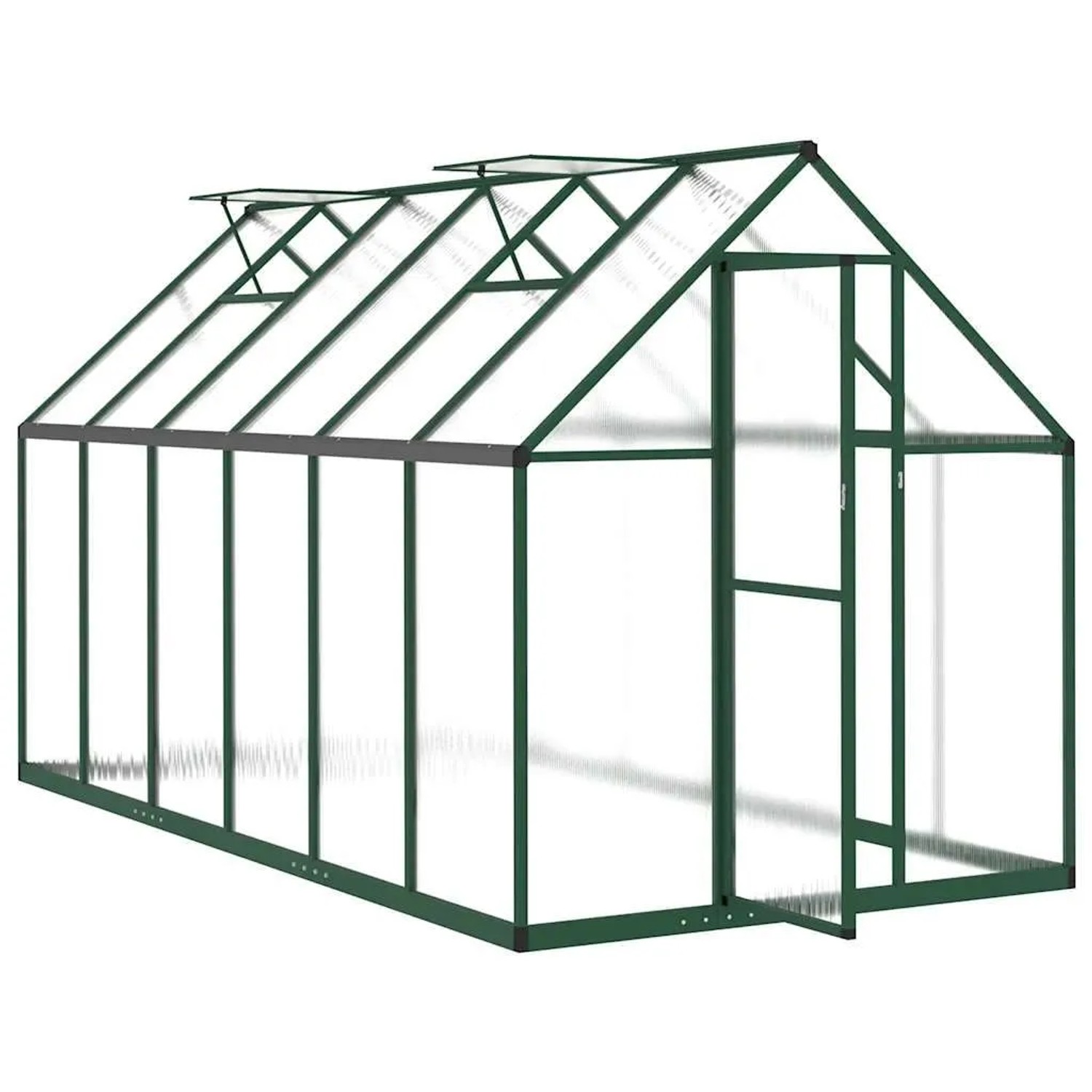 vidaXL Gewächshaus mit Fundamentrahmen Grün 334x169x195 cm Aluminimum 3266327_6