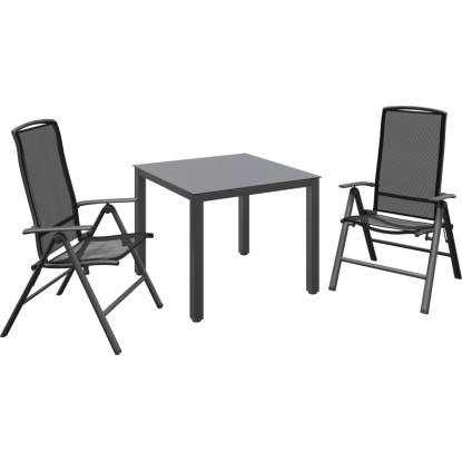 Sitzgruppe Vigo Harris 3-tlg. Aluminium Grau-Schwarz