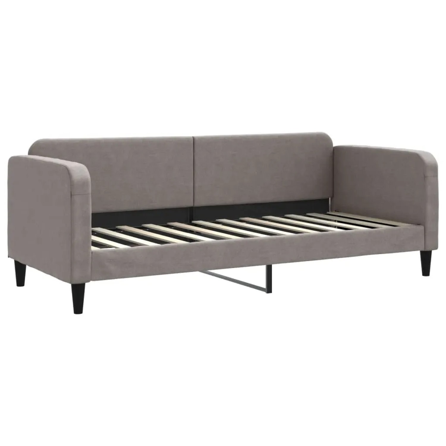 Ausziehbares vidaXL Tagesbett in Taupe (80x200 cm) mit Stoffbezug und Lattenrost.