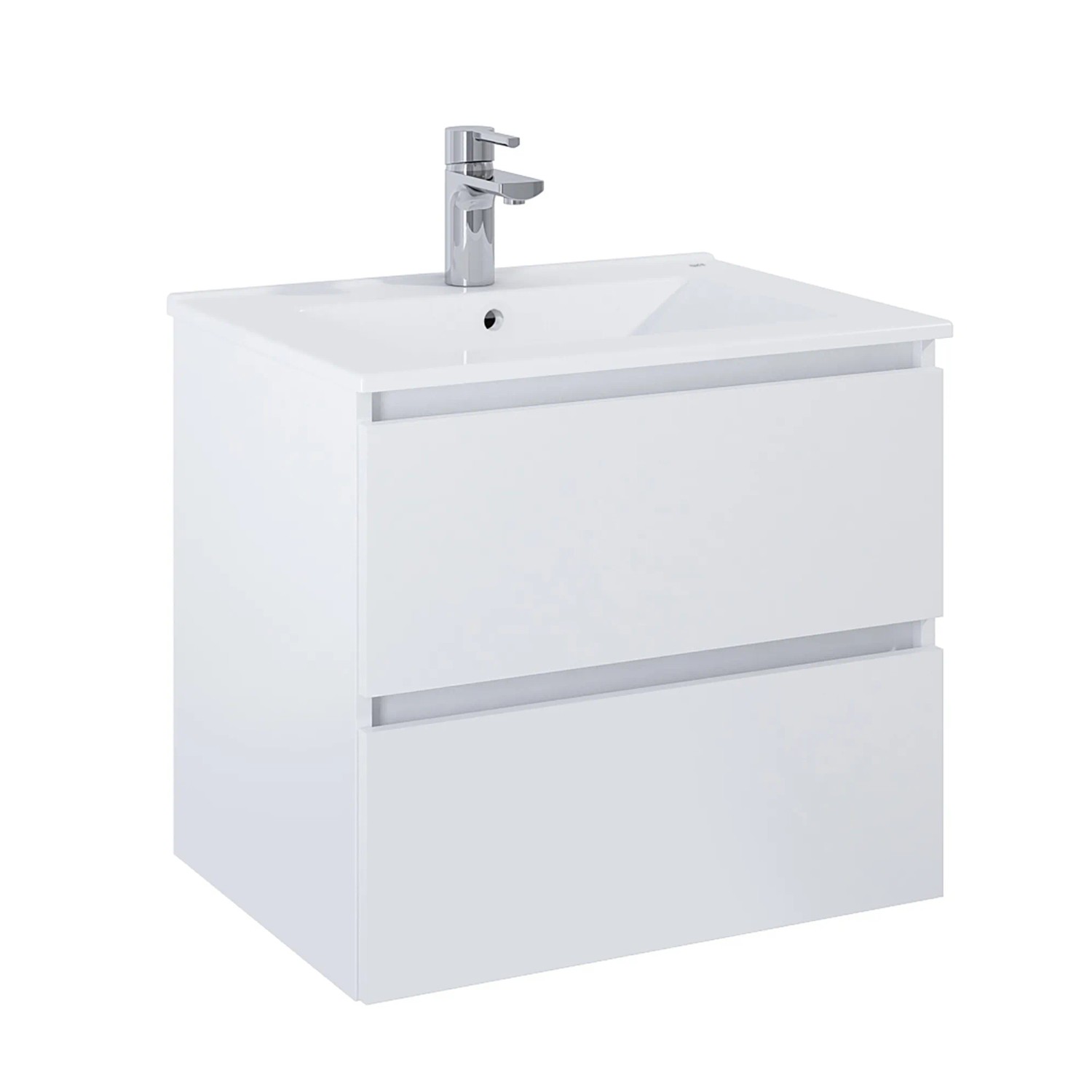 Roca Waschtischunterschrank Evelyne Basic, 60 cm, Weiß Matt mit 2 Schubladen.
