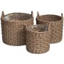 A.H.G. Pflanzkörbe aus Polyrattan, zylindrisch, mit Griffen, in Natur-Braun. Blumentöpfe im Set.