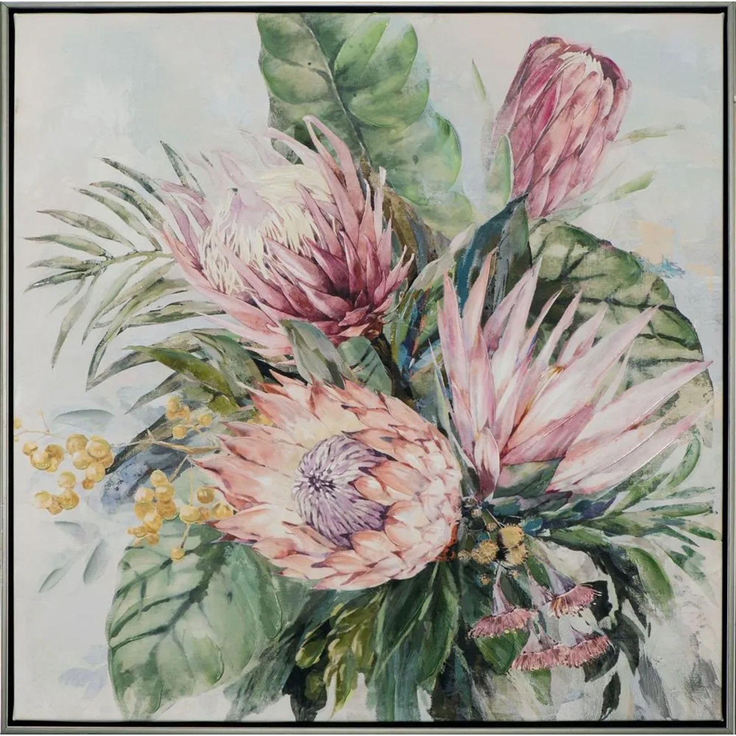 Art Universe Leinwandbild Rosafarbene Protea-Blüten 62 x 62 cm