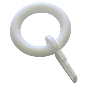 Weißer Gardinenring mit Faltenlegehaken für Vitragestangen, 10er-Pack.