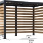 Sunjoy Pergola Marao aus Stahl, 313x191 cm, schwarz, mit Holzlamellen als Sichtschutz.