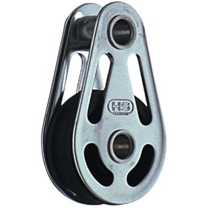 Seilflechter Mini-Block Schot mit 1 Rolle und Gleitlager, Edelstahl-Beschlag.