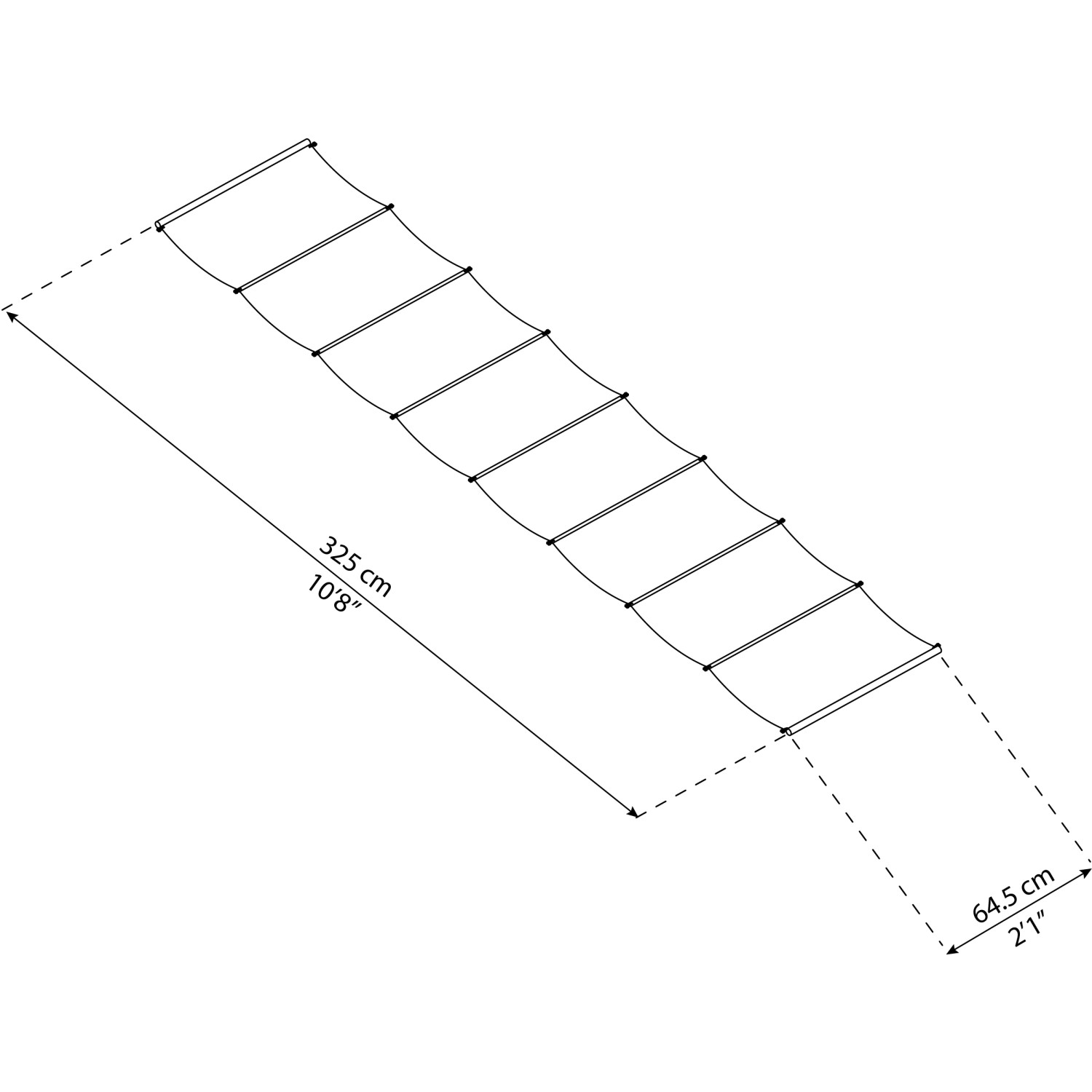 Technische Zeichnung: Palram Canopia Sonnensegel 3,4x6,6m für Stockholm Terrassenüberdachung mit Maßangaben.