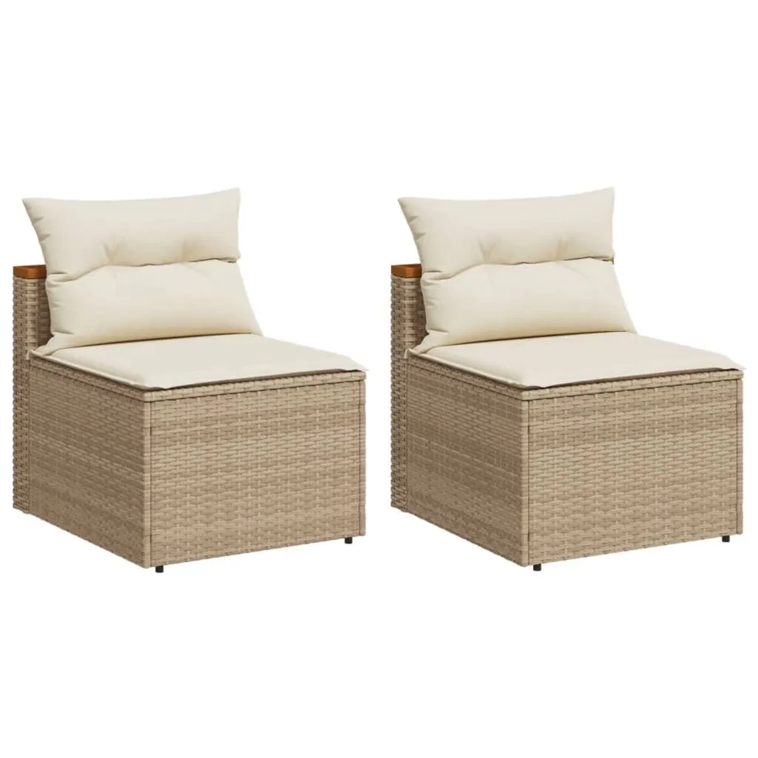 vidaXL Gartensofas ohne Armlehnen mit Kissen 2 Stk Beige Poly Rattan 365834 günstig online kaufen