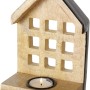 Boltze Teelichthalter Nurje M Natur, Hausform aus Mango-Holz mit Teelicht, Weihnachtsdeko.