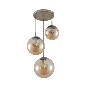 Lindby Pendelleuchte Teeja 9628019 Modern in Creme aus Glas 3-flammig E27 Wohnzimmerleuchte