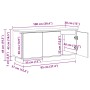 vidaXL TV-Schrank, schwarz Eichen-Optik, 100x38x49 cm, mit LED, Tür und Maßangaben.