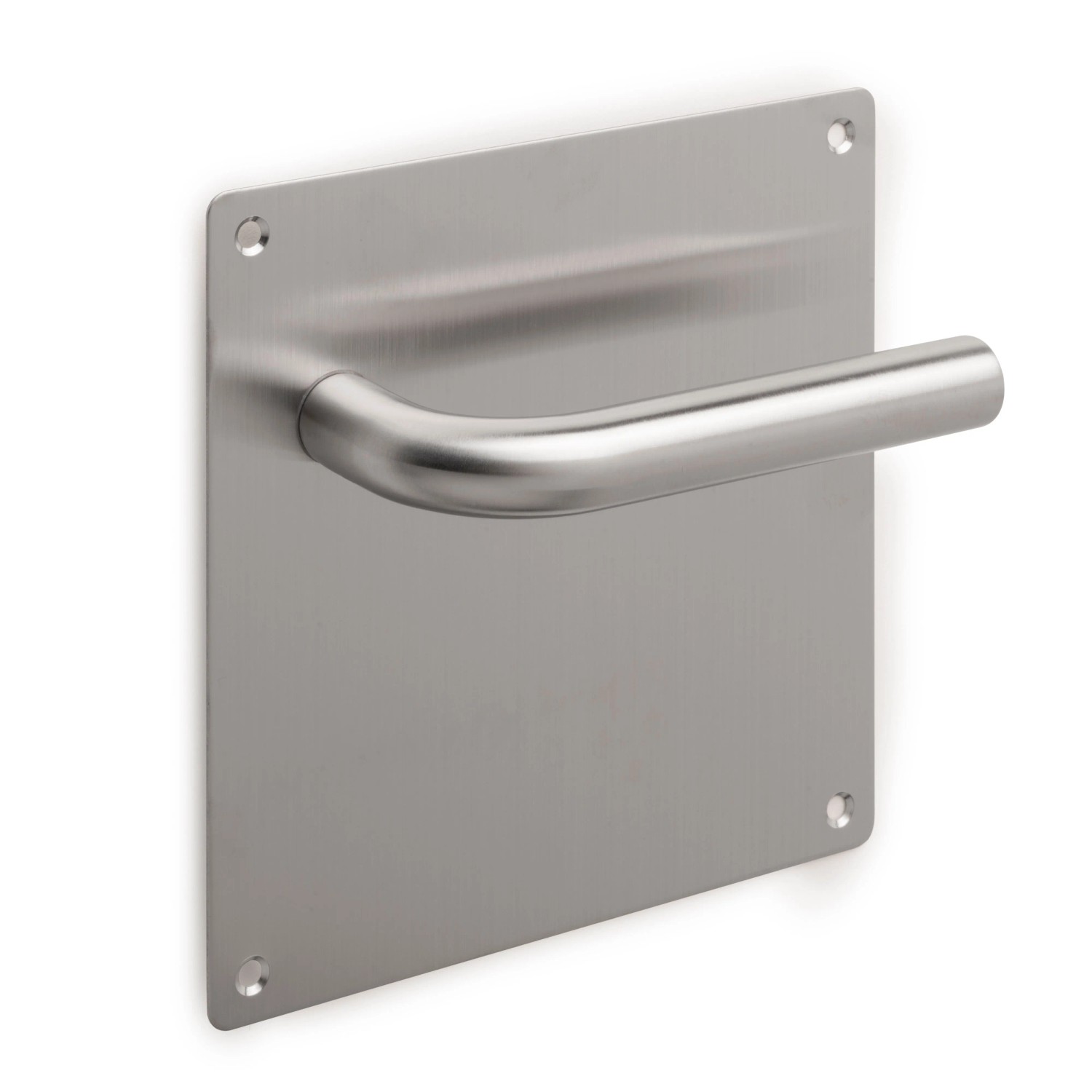 Emuca Satz Türdrückergarnitur mit Platte 17x17 cm für Tieftüren U-Form Edelstahl Nickel Satiniert