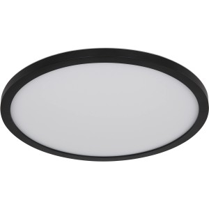 Schwarze, runde LED-Deckenleuchte Sapana mit Farbwechsel (RGB) und Dimmfunktion.
