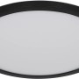 Schwarze, runde LED-Deckenleuchte Sapana mit Farbwechsel (RGB) und Dimmfunktion.