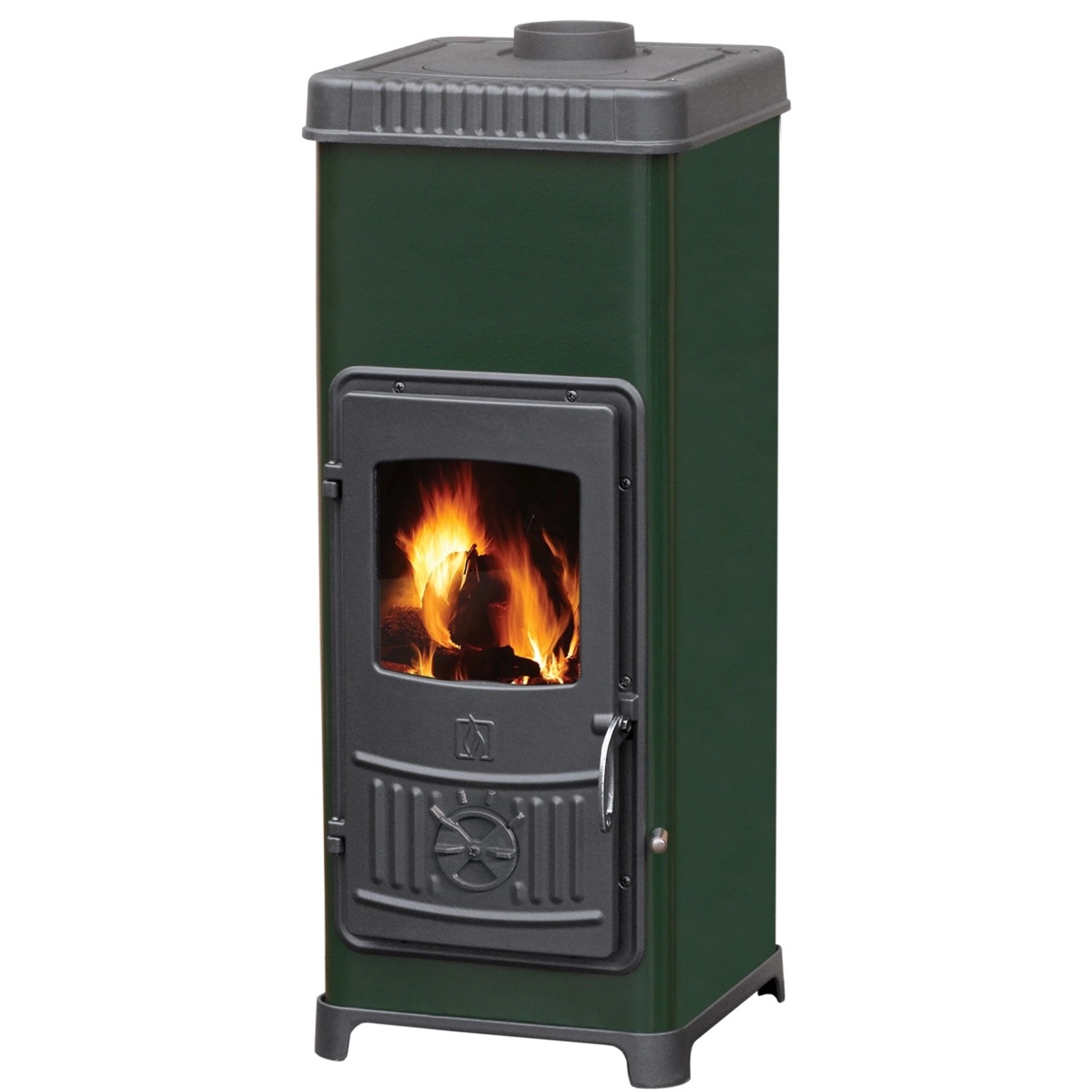 Plamen Kaminofen Dora 10N Grün mit Herdplatte und 7,2 kW günstig online kaufen
