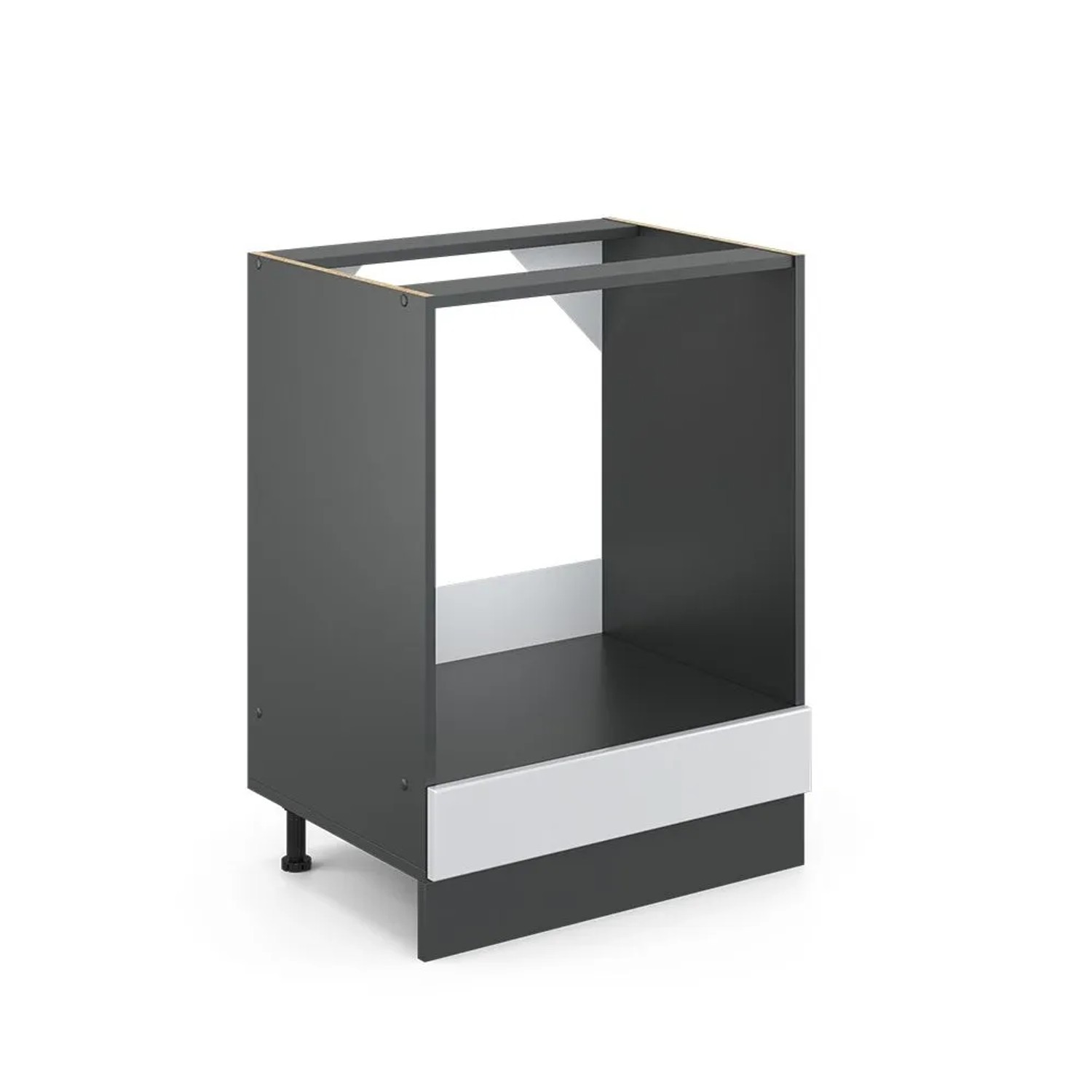 Vicco Herdumbauschrank R-Line Weiß Landhaus Anthrazit 60 cm AP Marmor