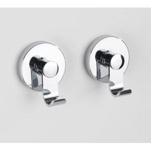 2er Set Wenko Vacuum-Loc Haken Irun, Chrom, zur Wandmontage ohne Bohren.
