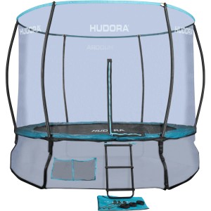 Hudora Fantastic Complete Trampolin 300V mit Sicherheitsnetz, Leiter und Zubehör.
