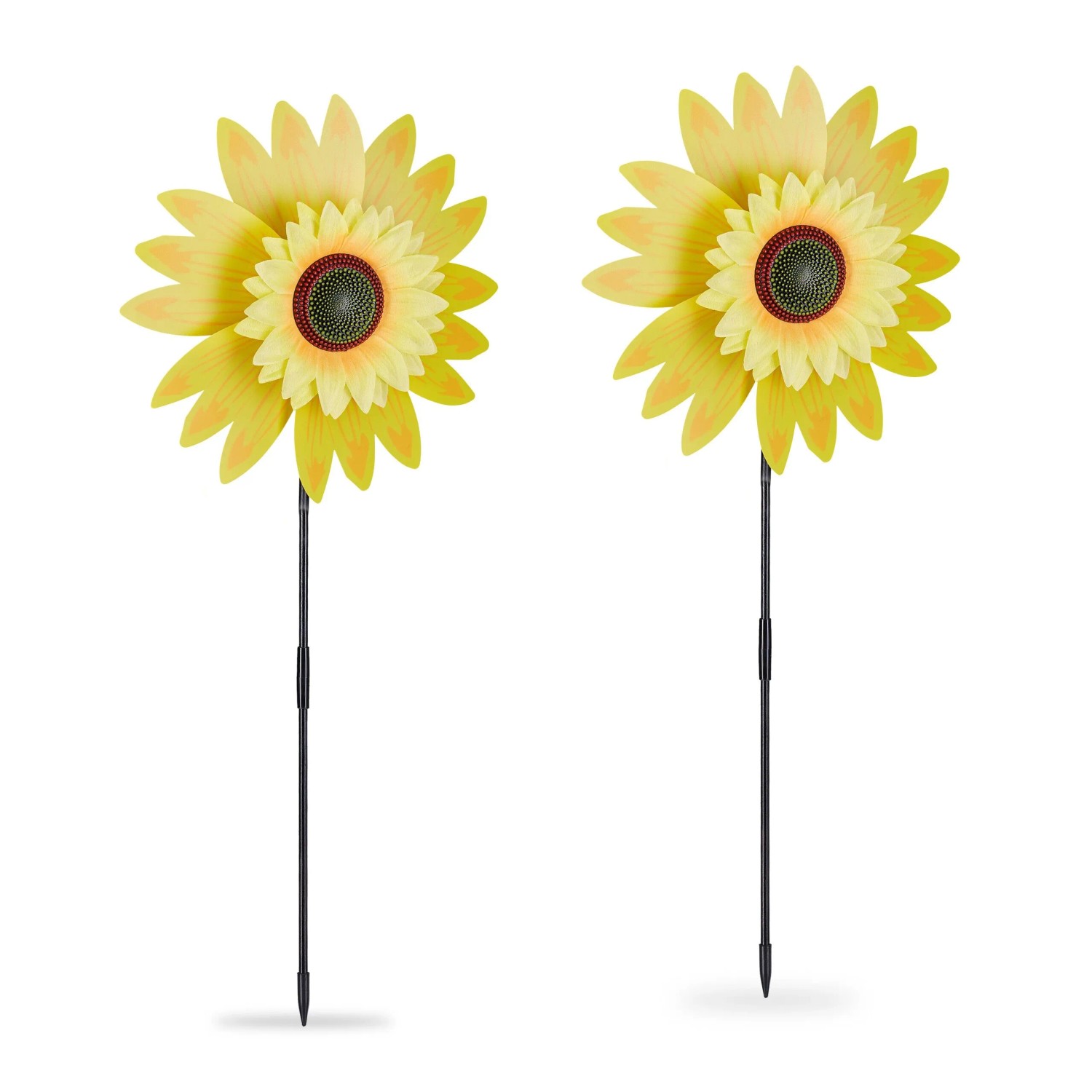 Relaxdays Windrad 2er Set Kunststoff Gelb Steckbar 76 cm x 29 cm x 8 cm 70 g