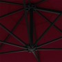 Detailaufnahme des vidaXL Wand-Sonnenschirms, burgunderrot, mit Metallgestell.