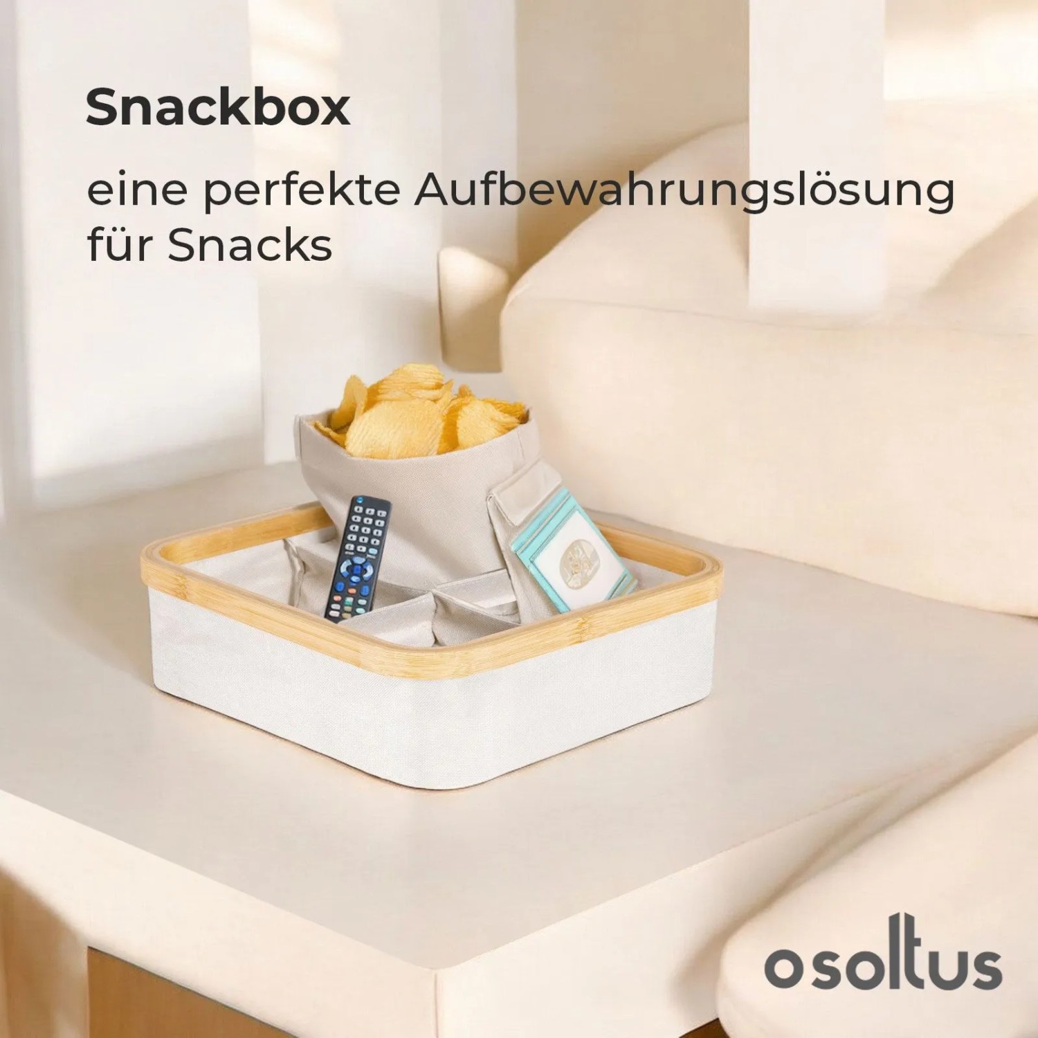 osoltus Badezimmer Box Nelson 2x Bambus Aufbewahrungskorb Beige 4 Fächer_6