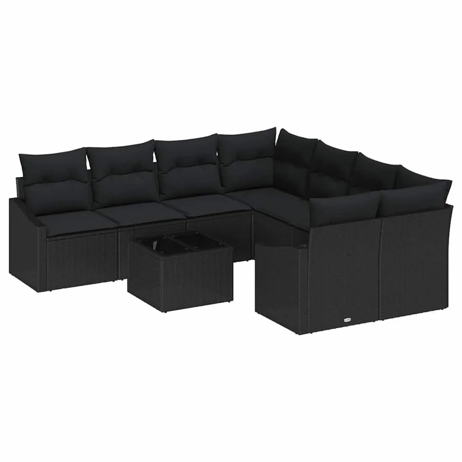 vidaXL Sofa Set mit Kissen mit Speicher 9-Tlg Schwarz Poly-Rattan 3355332 günstig online kaufen