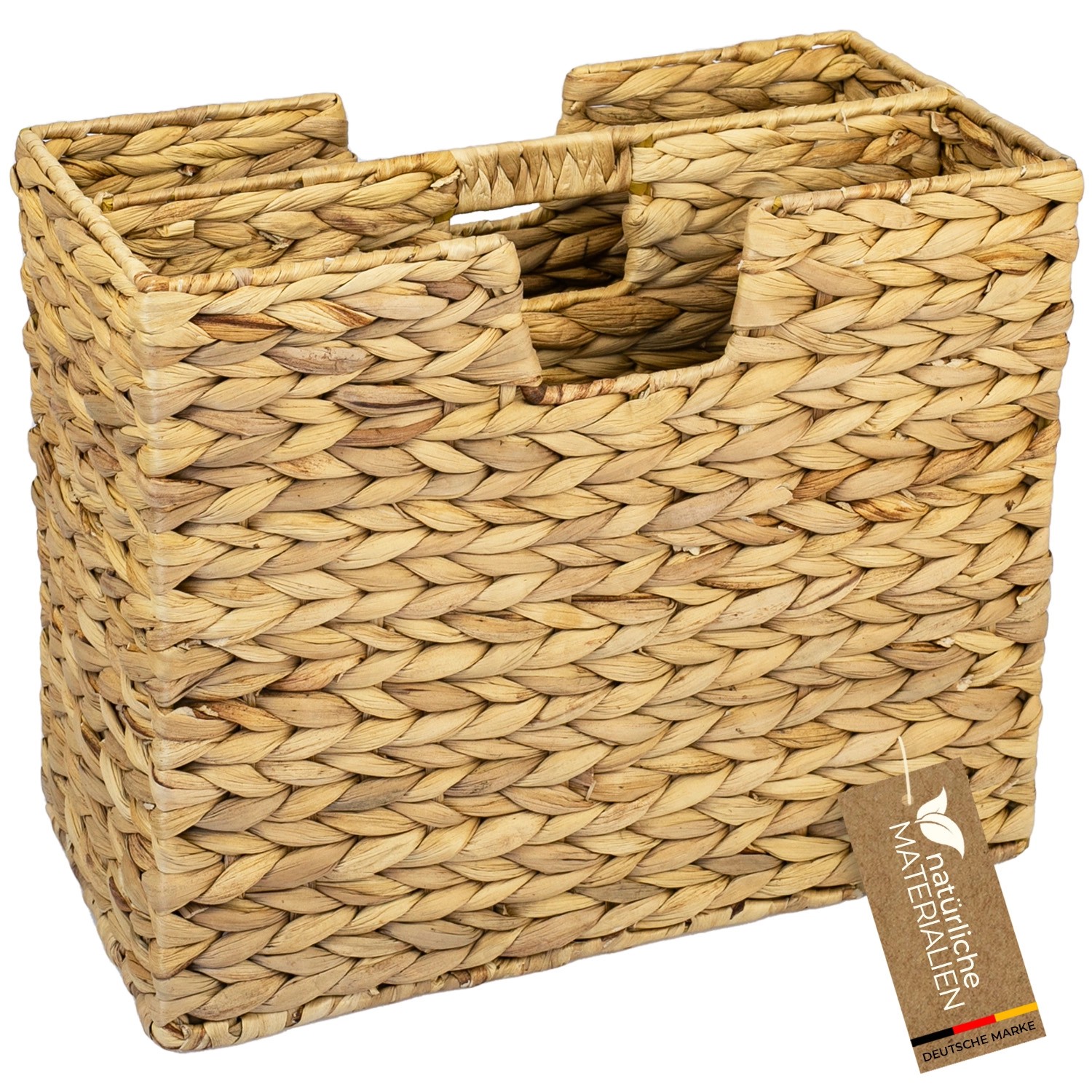 HMF Zeitungsständer Zeitungskorb Geflochten Wasserhyazinthe 2 Fächer 40 x 20 x 33 cm