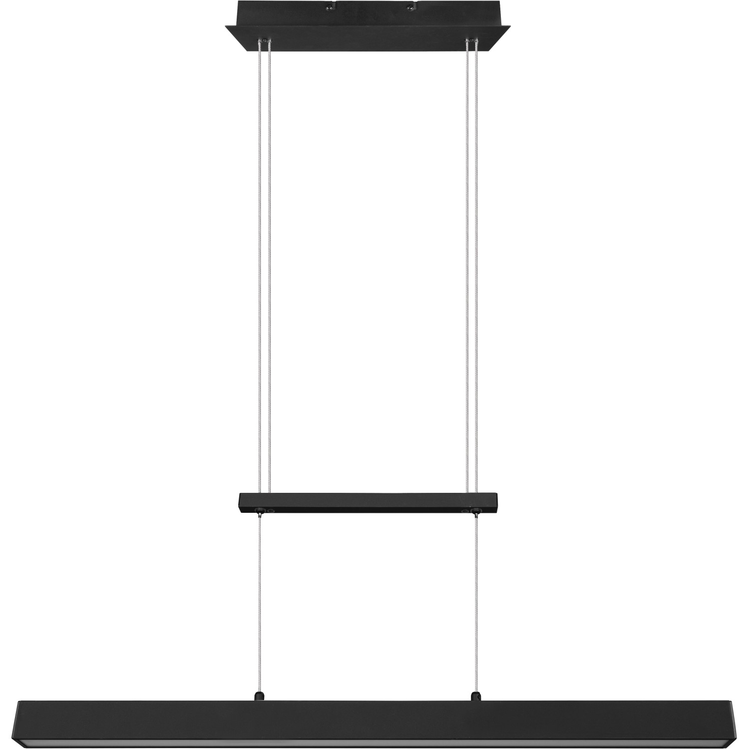 Moderne LED-Pendelleuchte Paros in Schwarz matt, dimmbar, für Wohn- und Esszimmer.