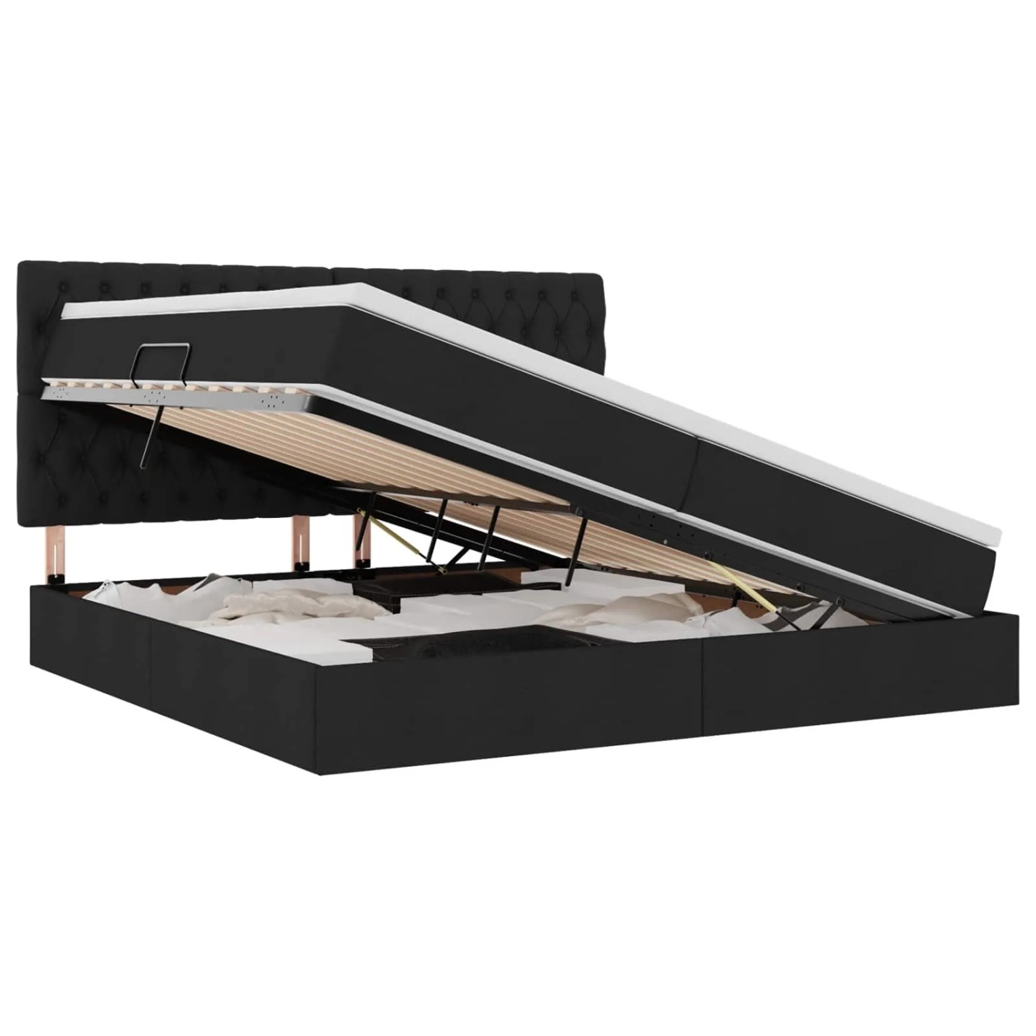 vidaXL Stauraumbett mit Matratze Schwarz 200 x 200 cm Kunstleder 3371867 günstig online kaufen