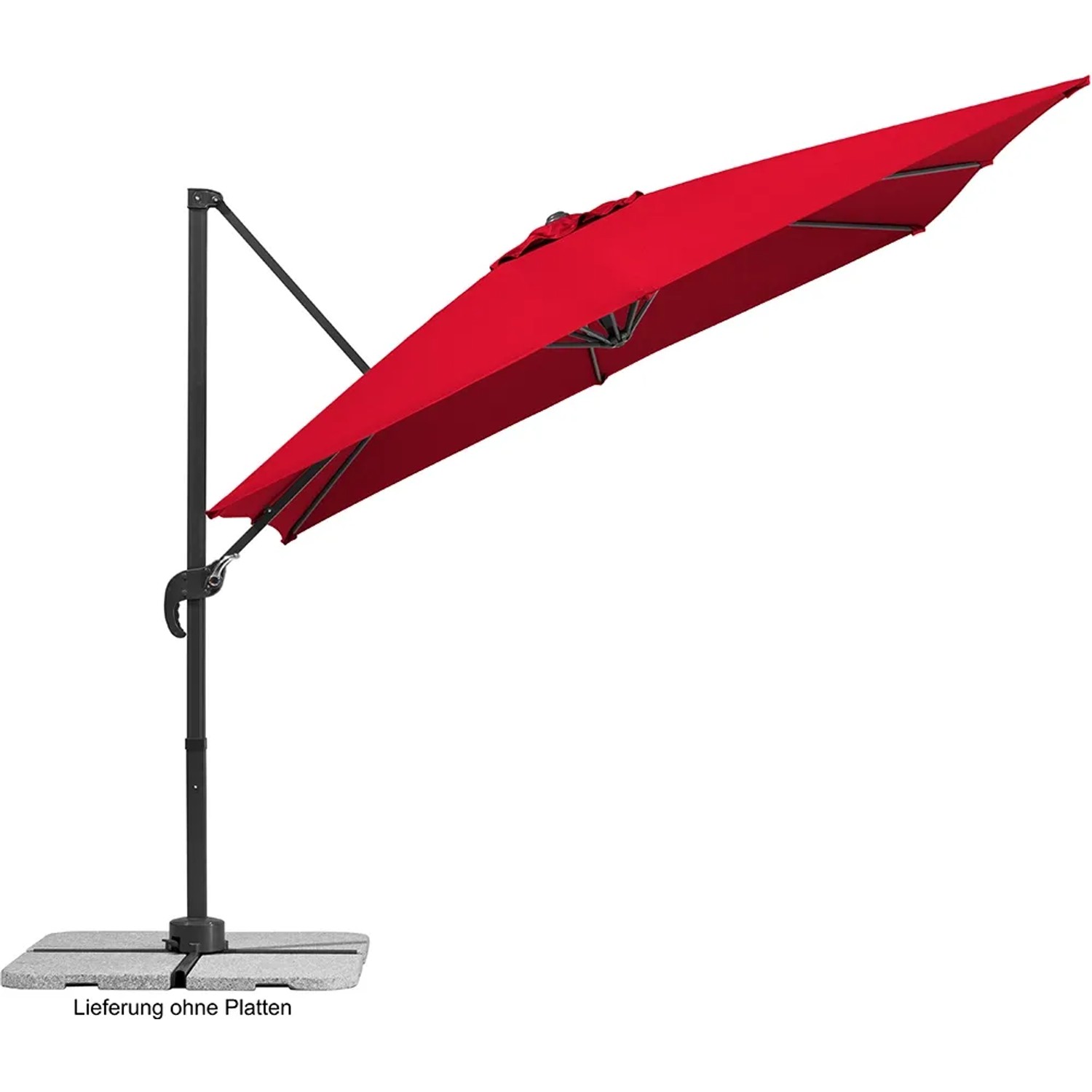 Roter Schneider Ampelschirm (340x270 cm) mit Dreh- und Neigefunktion. Sonnenschutz für Garten und Balkon.