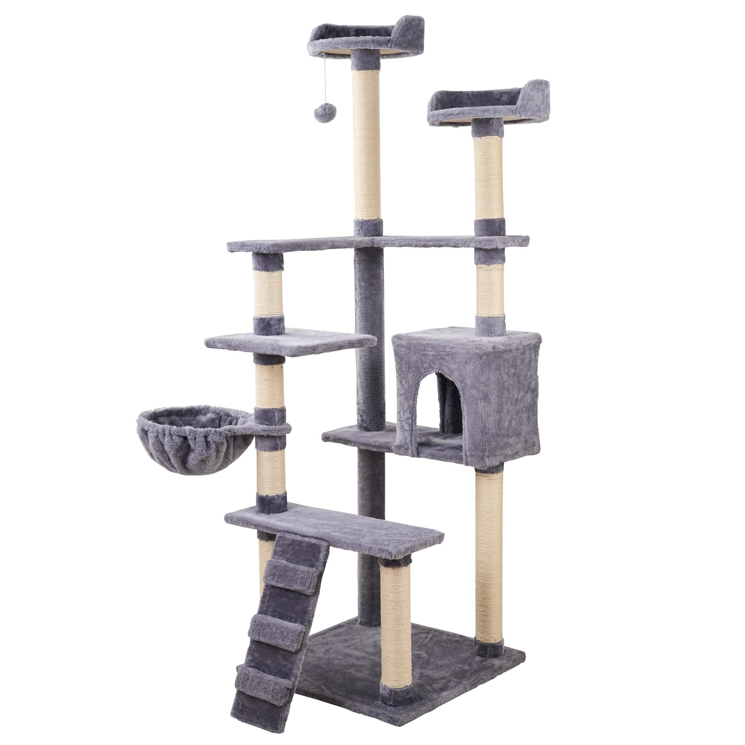 Ecosa EO-6070 XXL Katzenbaum Kratzbaum mit Mehreren Plattformen 170 cm