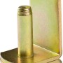 Gelb verzinkter Aufschraubkloben D1, 80x30 mm, Bolzen Ø 10 mm, zur Befestigung von Ladenbändern.