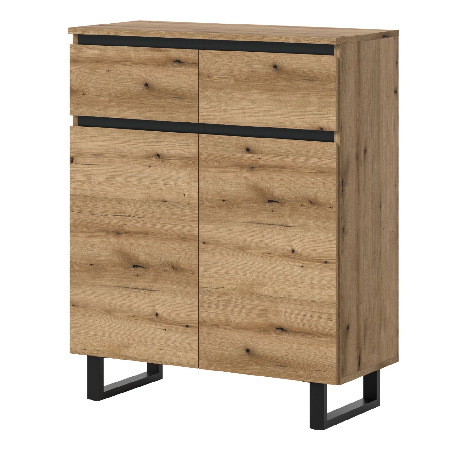 Inn.Furn Kommode in Eiche und Schwarz 80 x 99 cm Gelia günstig online kaufen