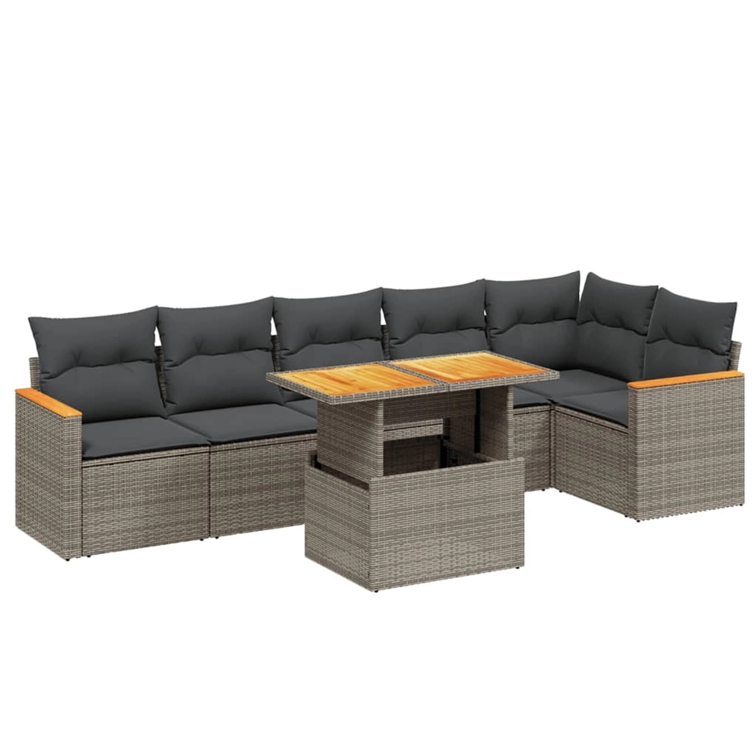 vidaXL 7-Tlg Garten-Sofagarnitur mit Kissen Grau Poly Rattan 3273090 günstig online kaufen