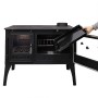 Schwarzer 365 Küchenofen Cook Lite 8,5 kW mit offener Ofentür und Blech.