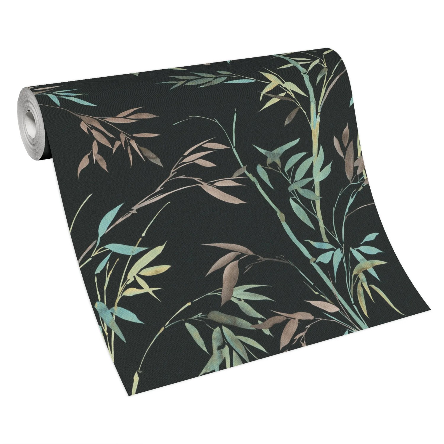 Erismann Vliestapete Martinique Bamboorelle, 10,05x0,53m, Schwarz mit Bambusmuster.